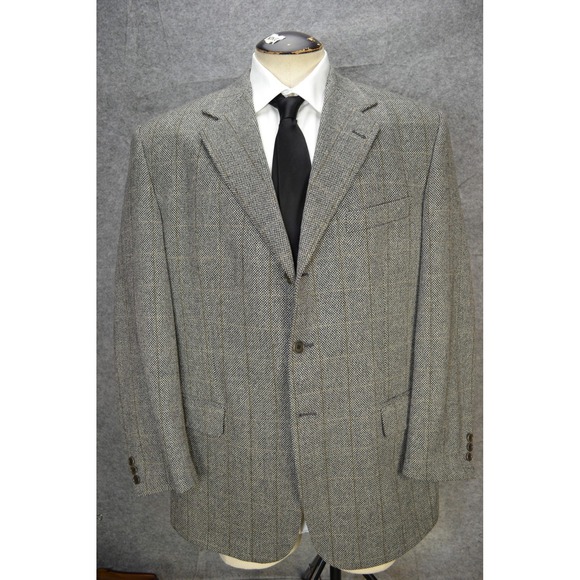 Lubiam 1911 Cashmere Mens 44L Blazer Gray Check Wool Italy Sport Coat Luxury LBM - Picture 2 of 16